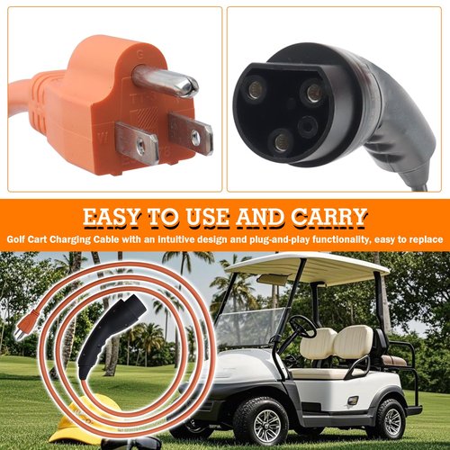 2.04.0620 EV Golf Cart Charging Power Cord Compatible with Evolution ICON EV Golf Carts 120V 3 Pin Charge Cable Assembly Replacement# ST-031016-PT