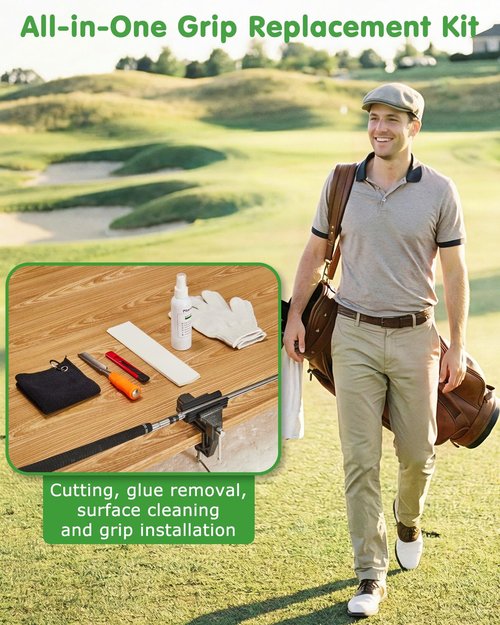 Fitense Golf Grip Kit for Regripping Golf Clubs-Include 20 Tapes Strips, Portable Table Vise Rubber Clamp, Golf Grip Removal Tool with Solvent,Golf Club Replacement Kit