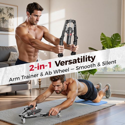 FLYBIRD CT1 Chest Trainer & Arm Twister & Core Trainer, Hydraulic Power CoreFlex Twister Chest Workout Equipment, 22-440lbs for Strength, 3-in-1 Trainer with Ab Roller Wheel(Backpack & Pad Included)