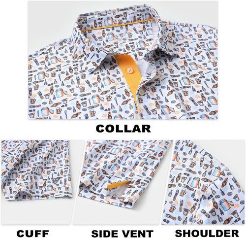 M MAELREG Men's Golf Polo Shirt - Short Sleeve Dry Fit Moisture-Wicking Performance | Stylish Patterns