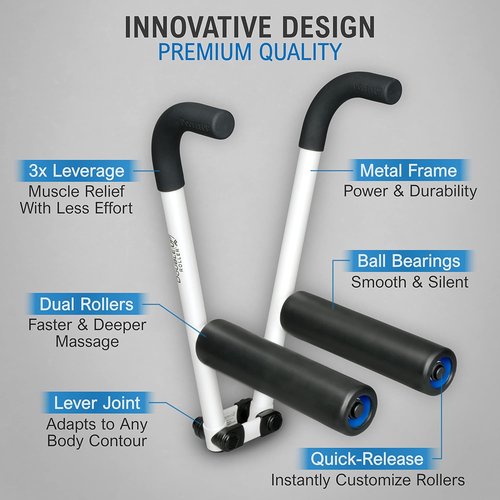 DoubleUP Roller Therapy Kit - Muscle Massager with Lever-Action Control | Quick-Change Rollers - White
