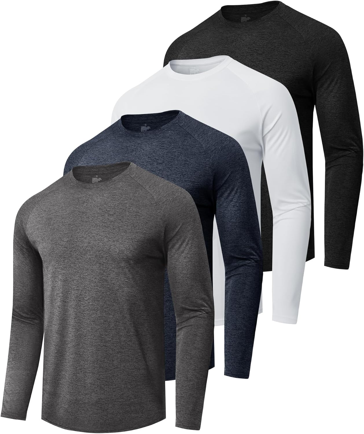 Skiennix Long Sleeve Shirts for Men - Quick Dry Moisture-Wicking Sun Protection | 4 Pack Athletic T-Shirts