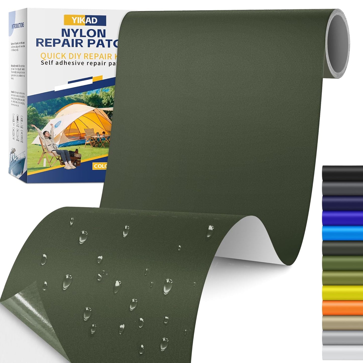 Skiennix Fabric Repair Tape - Waterproof Self-Adhesive Nylon Patch Kit for Jackets & Tents | 4x70 Inch Army Green