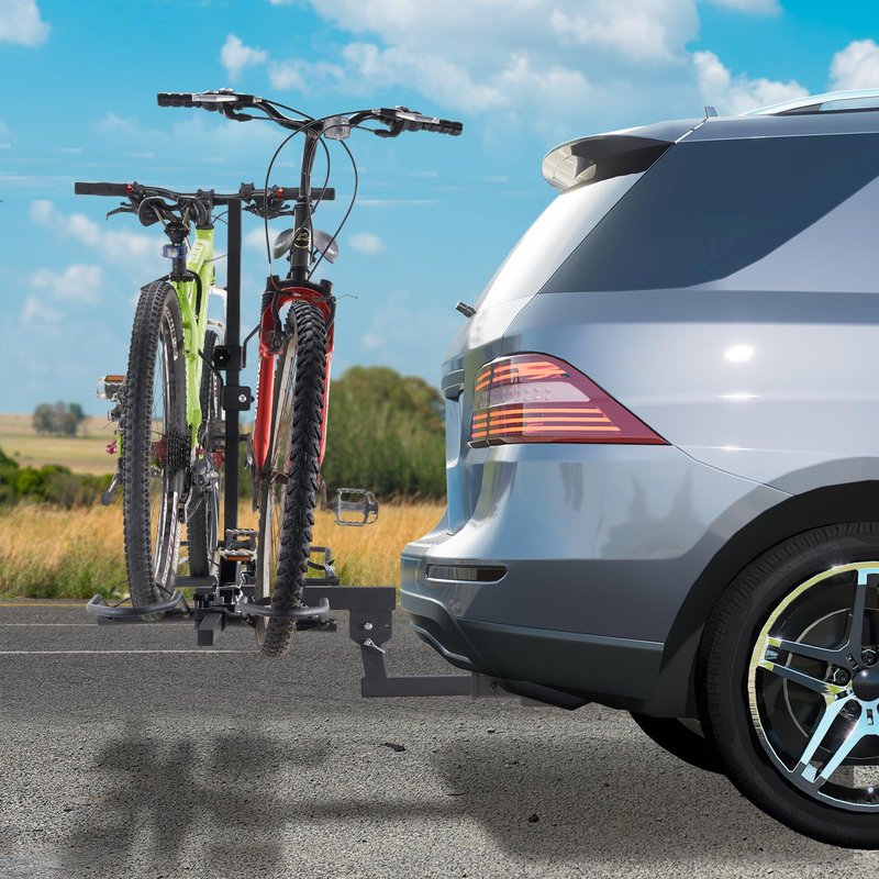 VEVOR Hitch Mount Bike Rack, 160 LBS Capacity Ebike Rack, 2-Bike Platform Style for 2-inch Receiver, Titling and Folding Bike Carrier with Tires up to 5" Wide, for Car, SUV, Truck, RV