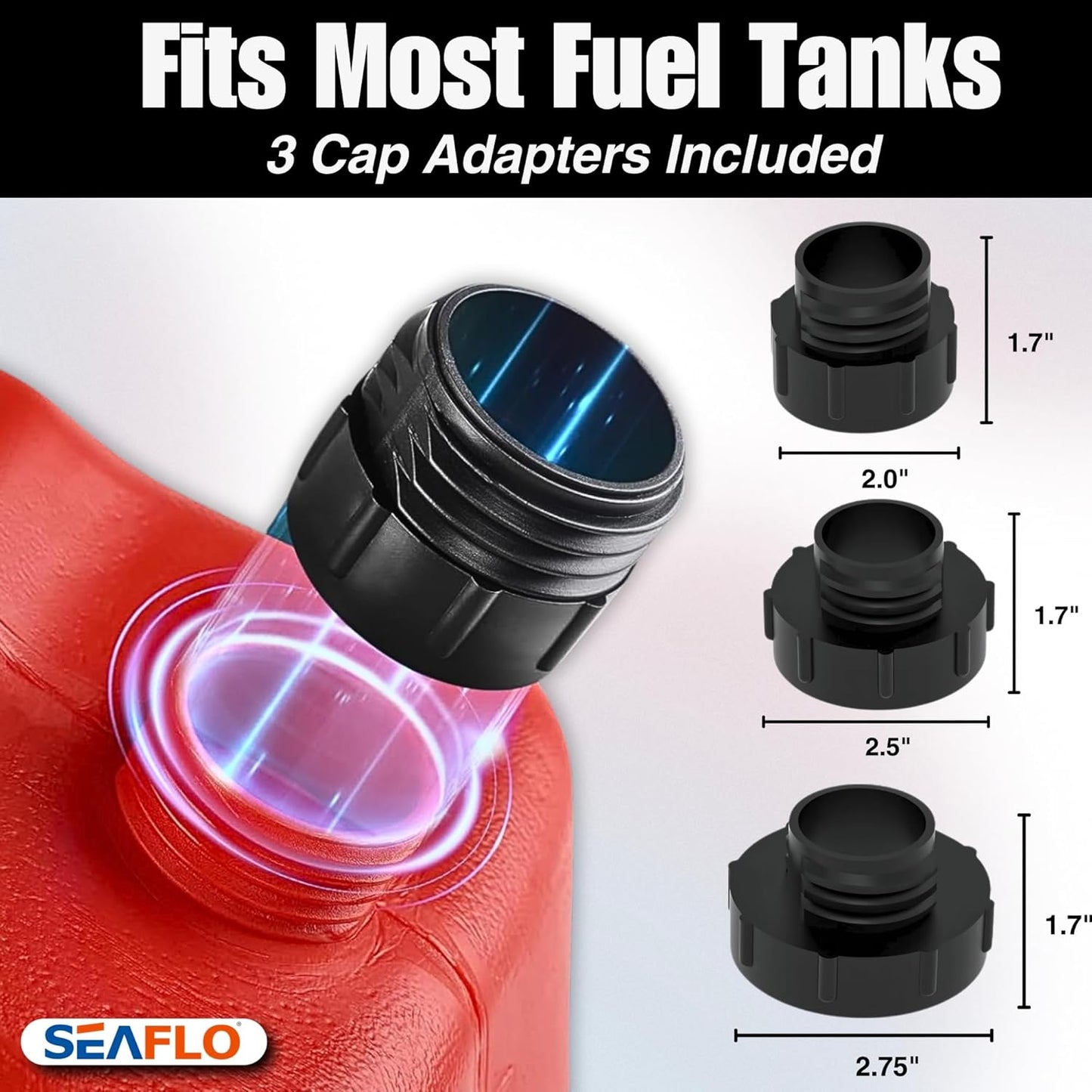 SEAFLO Automatic Fuel Transfer Pump - 2.4 GPM Flow with Auto-Stop Sensor | Portable Gas Can Pump for Oil, Diesel, Gasoline