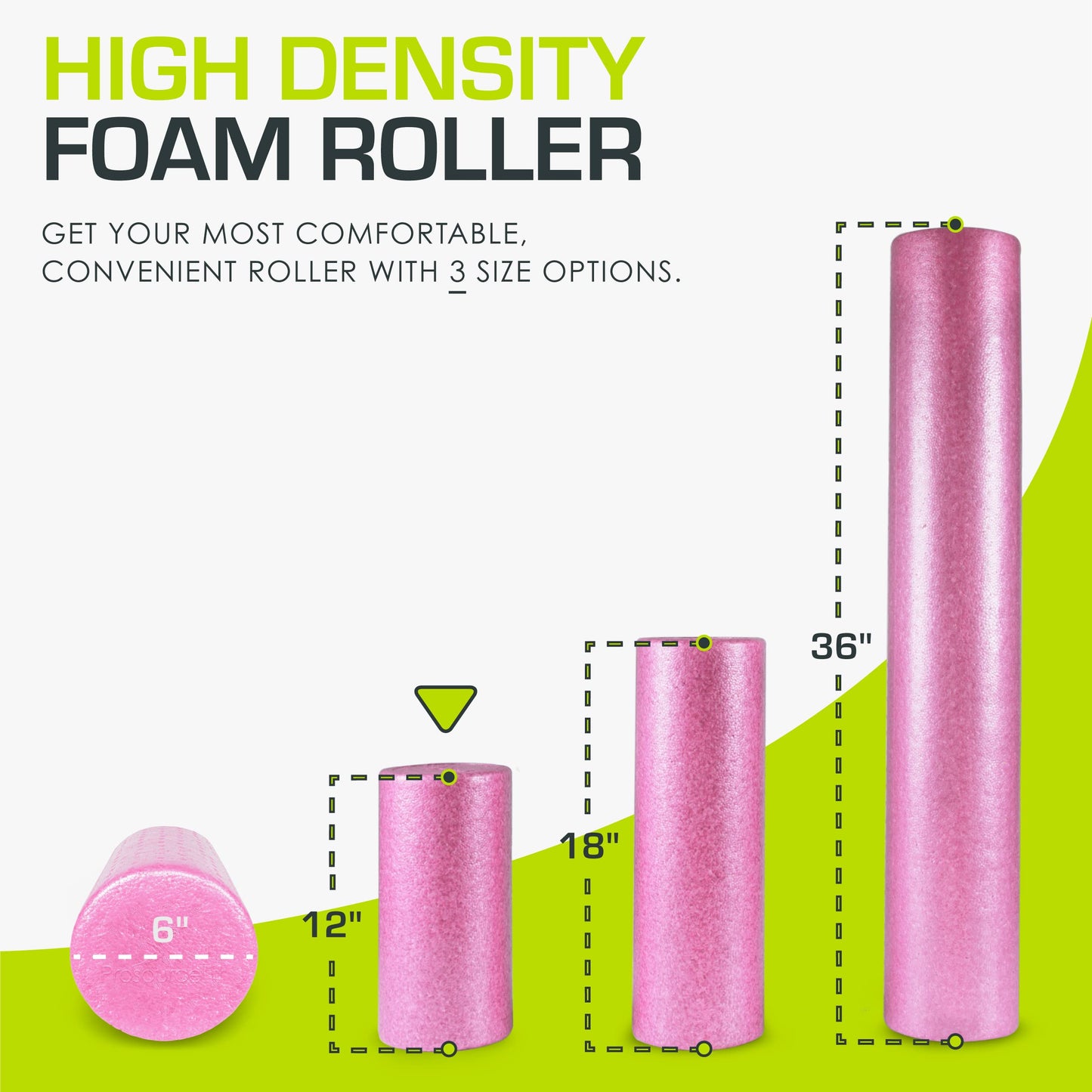 ProsourceFit High Density Foam Rollers 12 - inches long, Firm Full Body Athletic Massager for Back Stretching, Yoga, Pilates, Post Workout Trigger Point Release, Pink