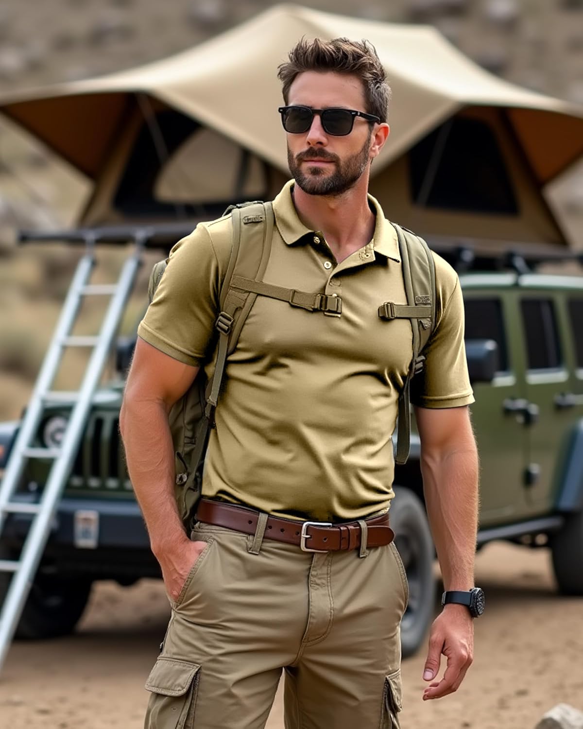 NY Threads Men's Polo Shirt - UPF 50+ Quick Dry Tactical Jersey for Golf | Short Sleeves