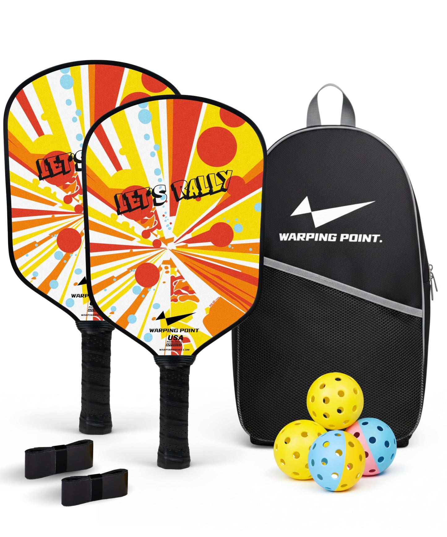 Pickleball Paddles Set of 2, Fiberglass Pickleball Set, Durable & Lightweight USAPA Approved Pickle Ball Rackets 2 Pack Pickleball Gifts for Women with Bag & Outdoor Balls for Men Beginner Adults