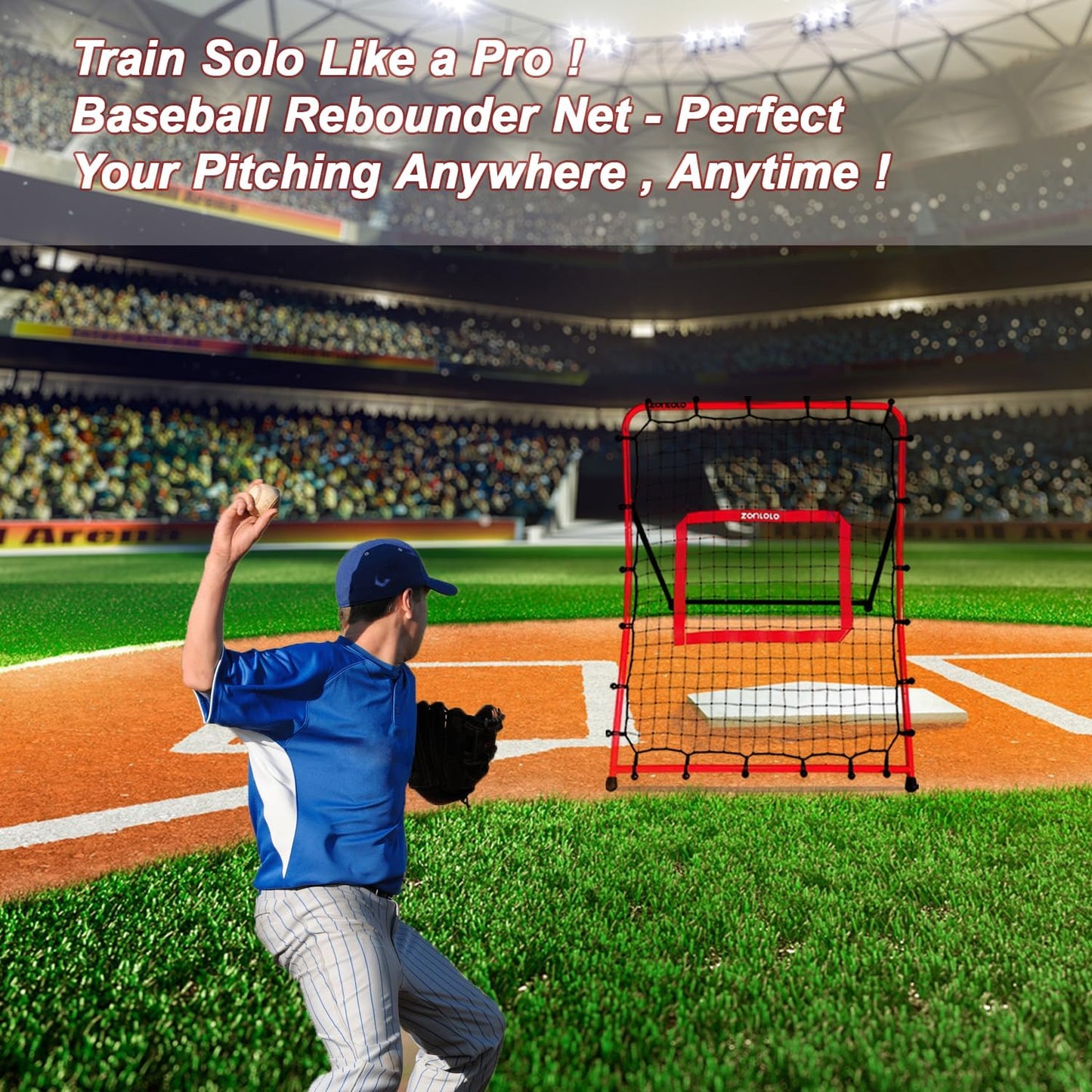 Zonlolo Baseball Pitchback Net - Rebounder Trainer for Solo Catch Practice | Adjustable Angles