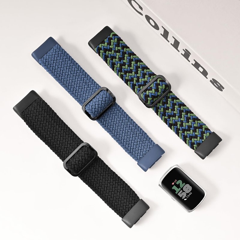 Braided Solo Loop Bands Compatible with Fitbit Charge 6/Charge 5, 3 Pack Adjustable Stretchy Wristbands Soft Woven Nylon Replacement for Fitbit Charge 5/Charge 6 Tracker Smart Watch for Women Men