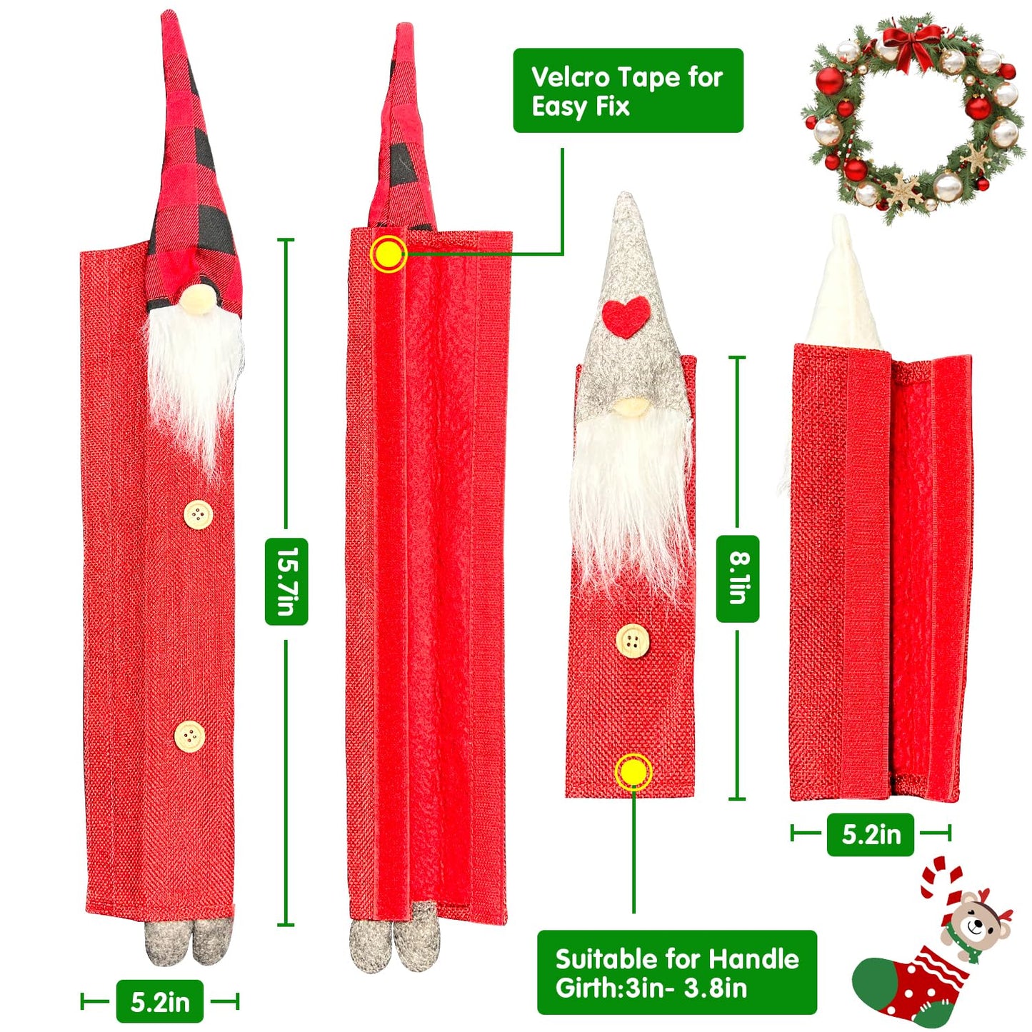 Christmas Refrigerator Handle Covers Adorable Swedish Tome Gnome Kitchen Appliance Handle Covers Microwave Oven Dishwasher Decors Fridge Door Handle Covers Xmas Home Decorations Party Favor Supplies