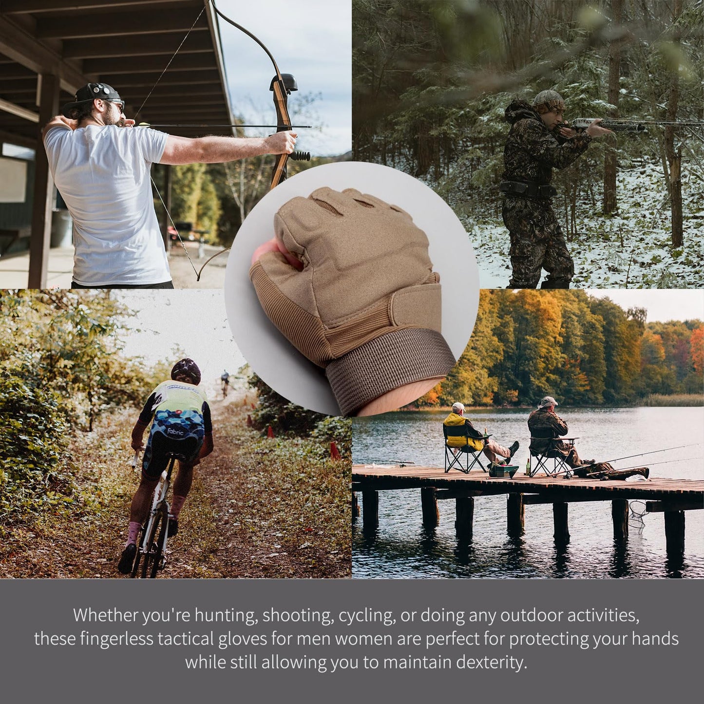 CHIMUYU Fingerless Tactical Glove Half Finger Airsoft Shooting Gloves for Men Women, Motorcycle Bike Cycling Driving Hunting Hiking Riding Outdoor Sport Gloves