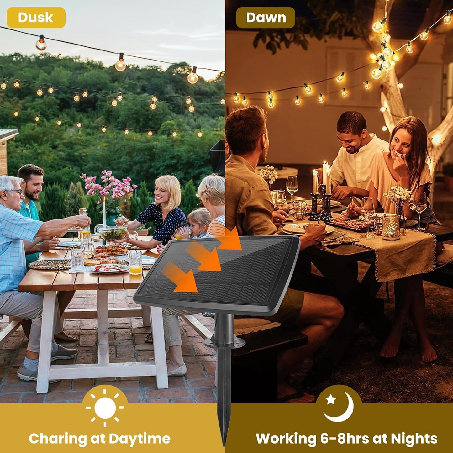 100FT Solar String Lights with Remote - Waterproof G40 LED Patio Lights for Outdoor Parties