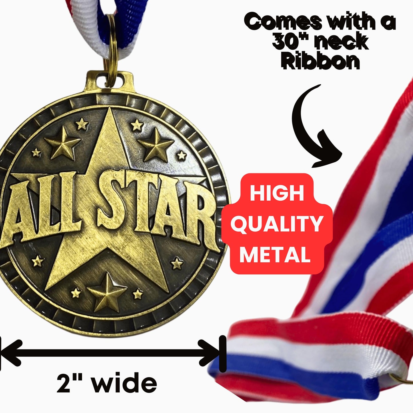 We Da Goat All Stars Medals - 2" All Star Award for Baseball Accessories, Football Accessories, Perfect for Baseball Necklace Gifts and Basketball Award for All Stars (1 Medal)