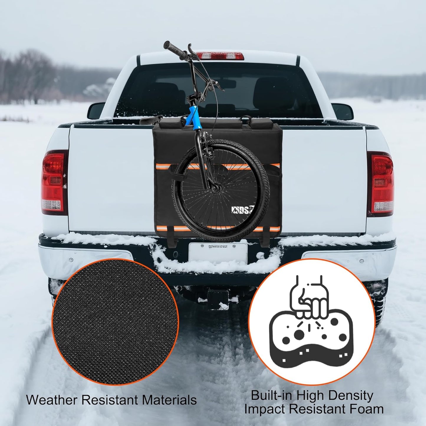 MDSTOP Tailgate Pad - Mountain Bike Protector with Reflective Strips | Scratch Resistant for 2 Bikes (Black, M)