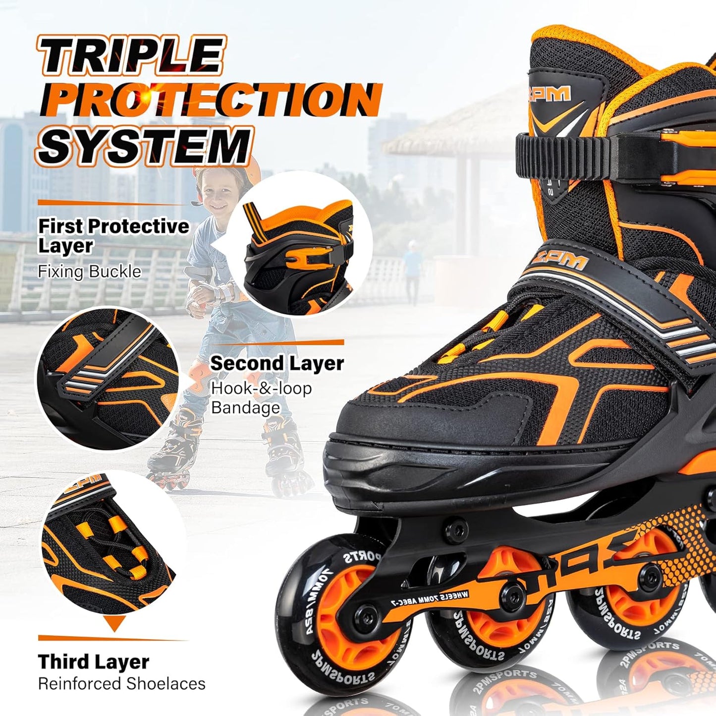 2PM SPORTS Torinx Green Inline Skates - Adjustable Beginner Roller Skates for Kids & Youth