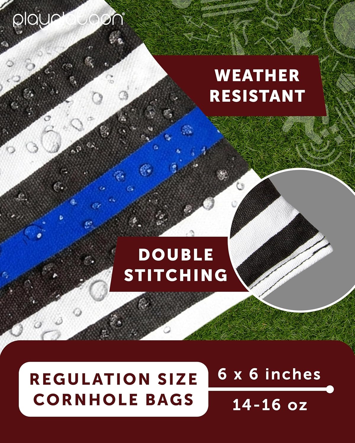 Play Platoon Cornhole Bags - Weather Resistant Set of 8 | Official Size & Weight for Tossing