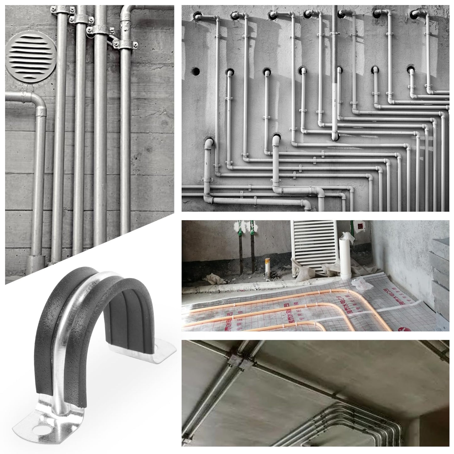 JDHGSHL 1 Inch Reinforced Rigid Pipe Strap, 20 PCS 2 Holes U Bracket Cable Clamp Hanger, Rubber Cushioned Insulated Clamp, Conduits Strap Clamps for Pipe Fixing on Various Surfaces(25mm)