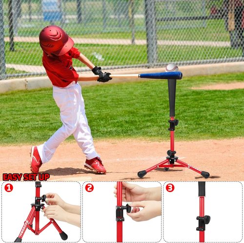 BaseGoal Baseball Tee for Kids - Adjustable Height Batting & Softball Tee | Perfect for Teeball & Travel