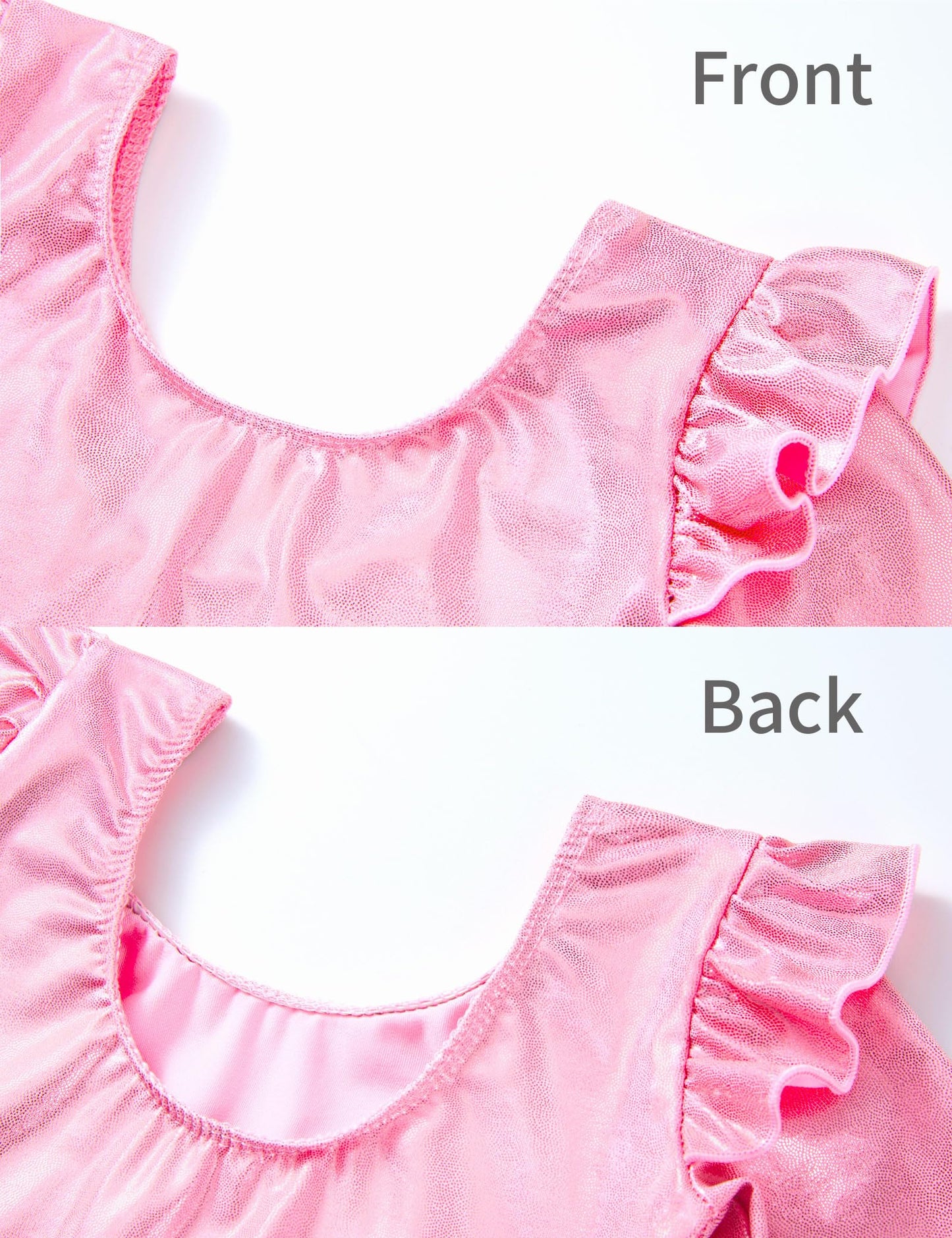Tziharora Girls Leotards Size 3t 4t Shiny Pink Long Sleeve Gymnastics Bodysuits Sparkly Tumbling Ruffle Leos for Kids Class