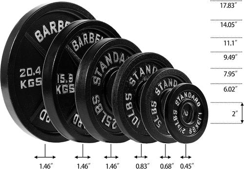 Fitvids Olympic Weight Plates - 2-Inch Cast Iron for Strength Training | Vintage Style, 25LB Pair
