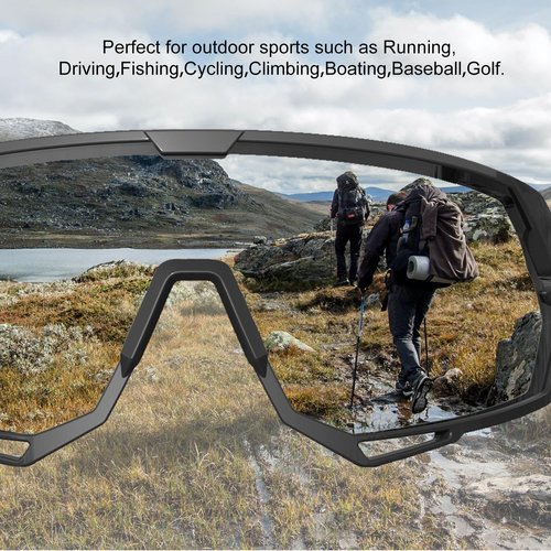 Sports Sunglasses for Mens Womens Baseball Cycling Sunglasses for Running Fishing Motorcycle Bike MTB Golf Softball Youth Teen Black Glasses