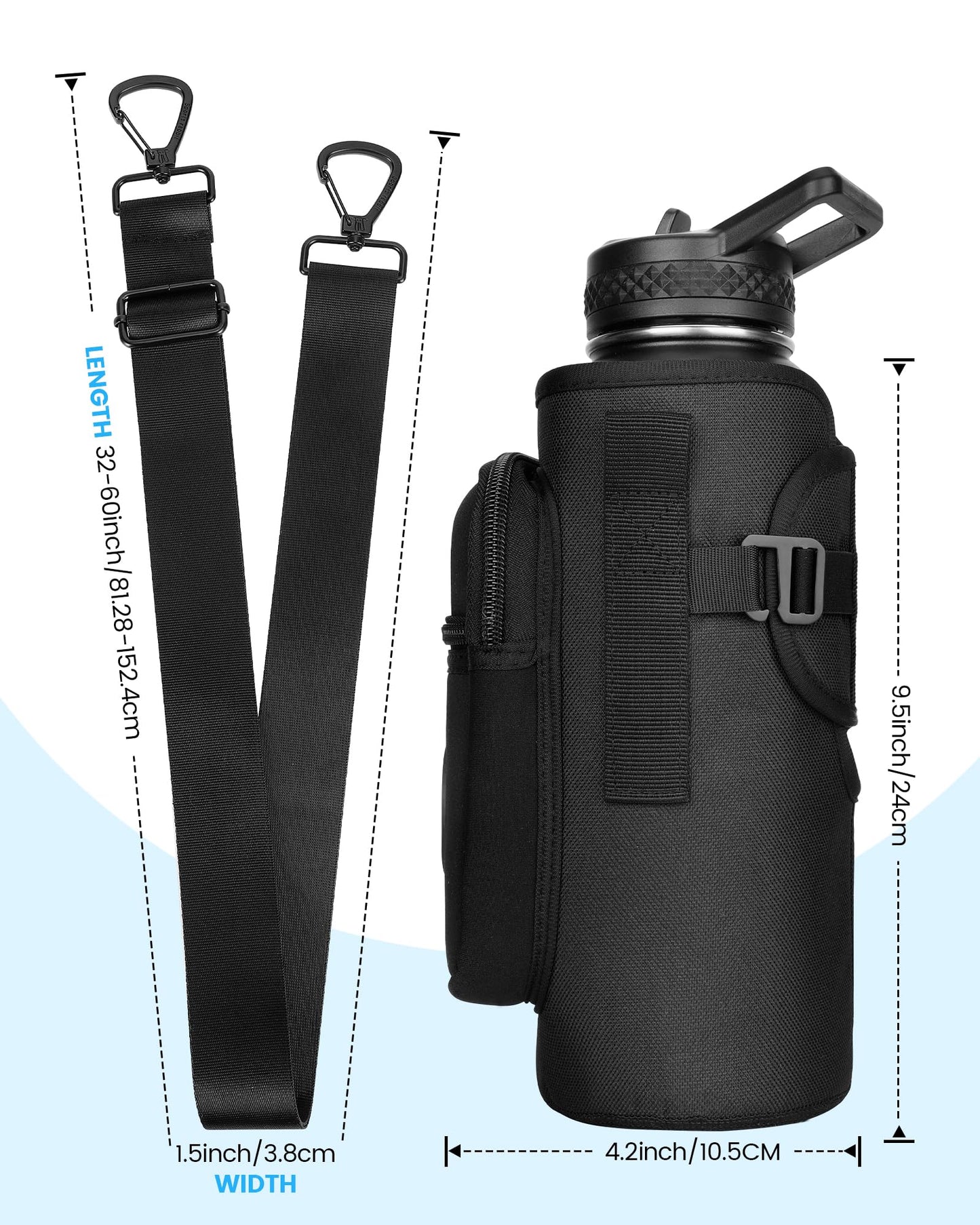 Sports rabbit Water Bottle Carrier with Strap – Universal Fit for 40oz