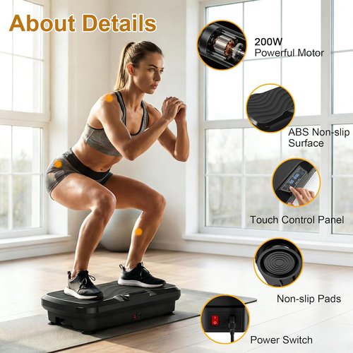 BARWING Vibration Plate - Whole Body Exercise Machine for Lymphatic Drainage | 300 LBS Capacity with Resistance Bands