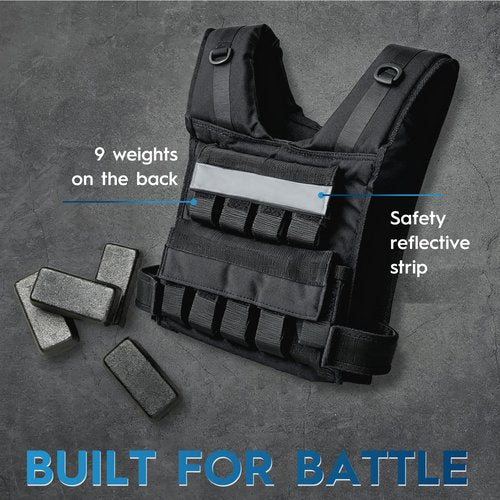 ENERGI CORE Adjustable Weighted Vest , 20lbs/30lbs/40lbs - Heavy Duty Tactical Weight Vest for Men & Women Workout - Removable Iron Weights, Reflective Strip & Zipper Pocket - Strength Training, Running & Fitness