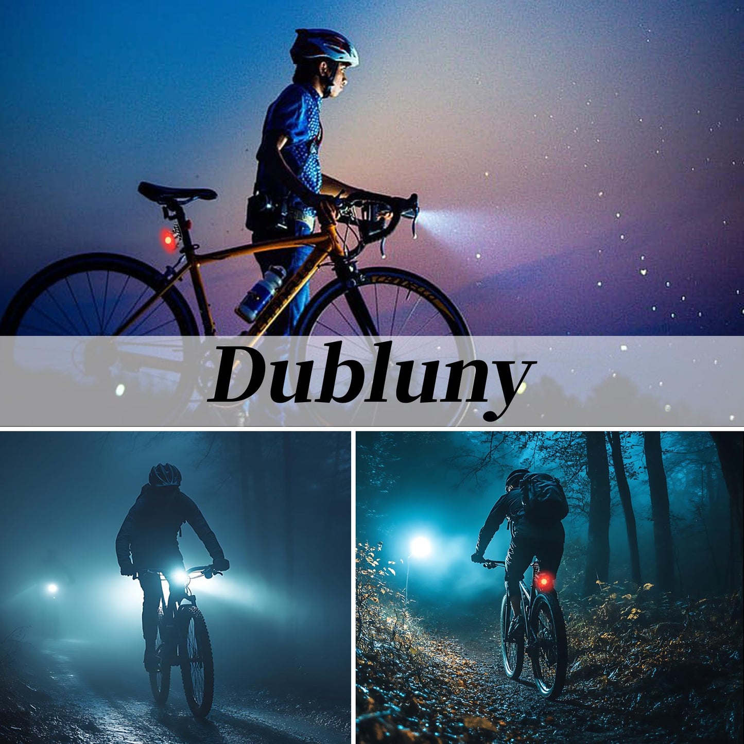 Dubluny Bike Lights Front and Back for Night Riding Safety,Super Bright Headlight and Red Rear Tail,IP65 Waterproof USB Charging,with 8 Ultra-Bright LED Beads 8+7 Lighting Modes for All Road Bicycle