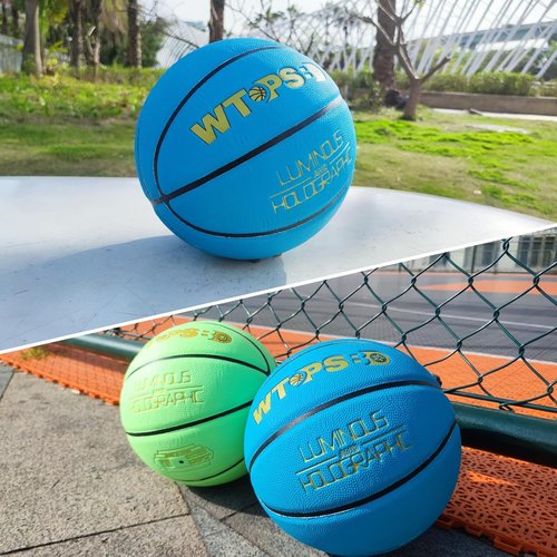 Glow In The Dark Basketball - Luminous Blue PU Leather | Includes Pump & Bag, Sizes 5/6/7