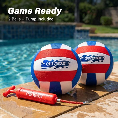 GoSports Pro Neoprene Pool Volleyballs - Waterproof 2 Pack with Ball Pump for Fun Water Games