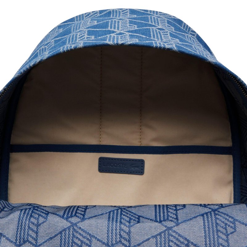 Lacoste Unisex Denim Monogram Backpack, Mono Jacquard Denim, One Size
