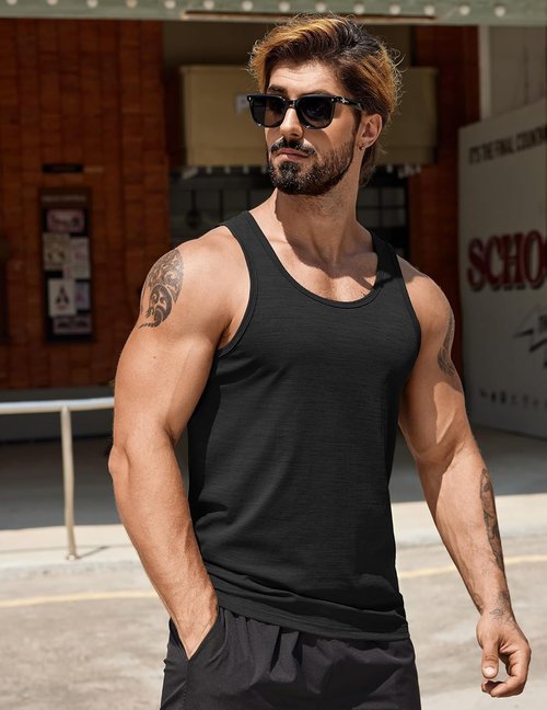 COOFANDY Men's Workout Tank Tops - Dry Fit Sleeveless Gym Shirts for Bodybuilding | Pack of 2