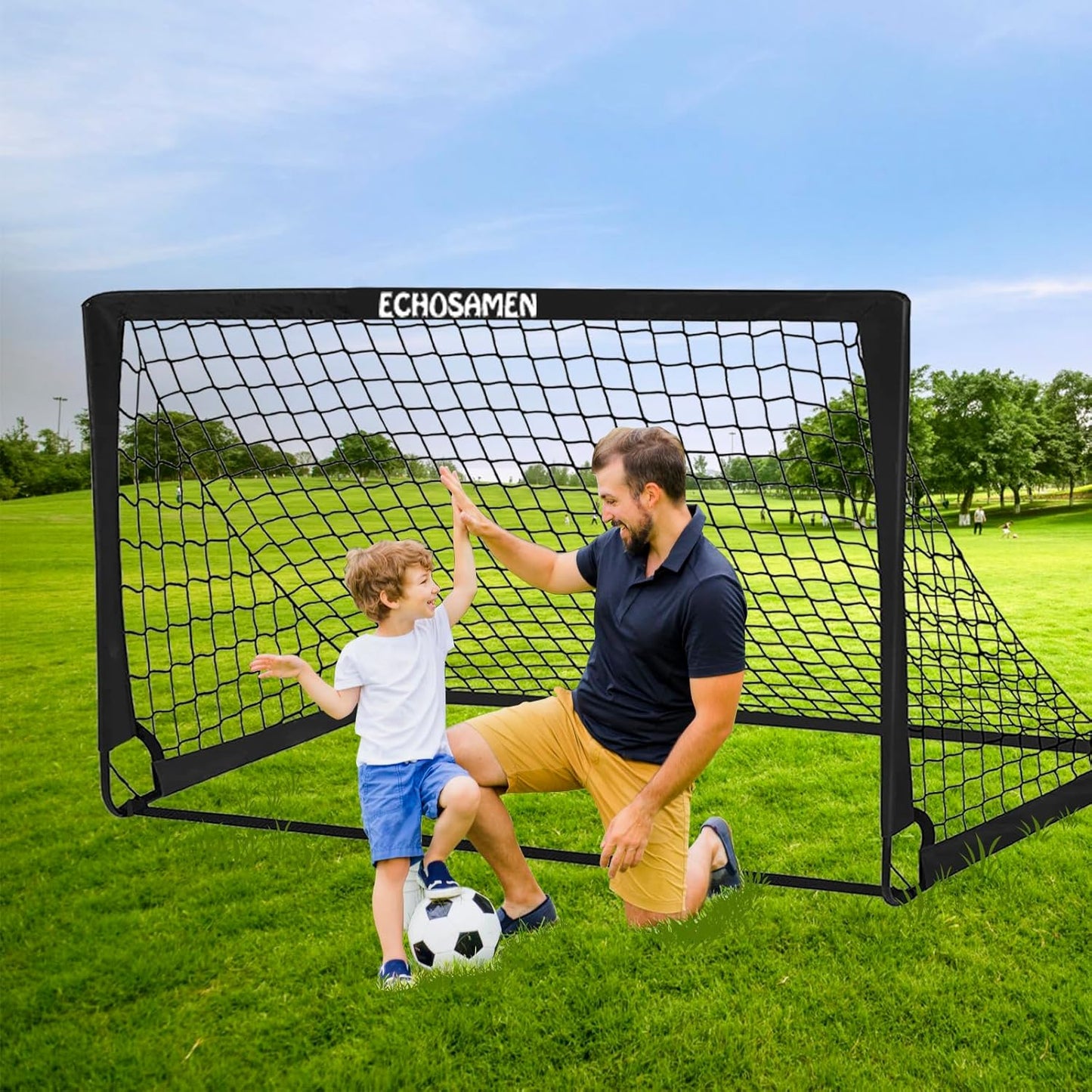 Skiennix Kids Soccer Goals - Portable 6 x 4 Ft Soccer Goal Set with 10 Cones & Agility Ladder