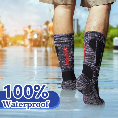 Jspupifip Unisex Waterproof Socks Water Resistant Socks Waterproof Breathable Hiking Wading Skiing Fishing Sock for Men Women, Grey-M
