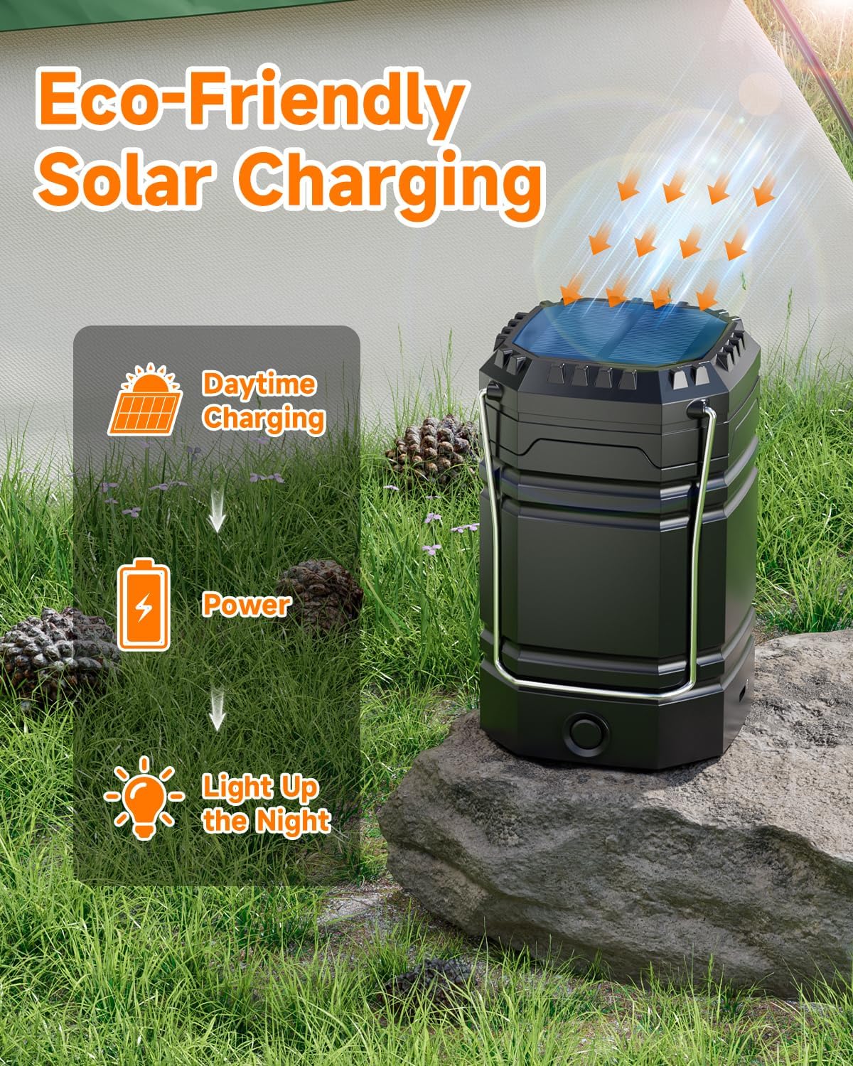 Solar Camping Lantern 4 Pack - Rechargeable LED Lanterns with USB-C & Solar Power | Collapsible Emergency Lights