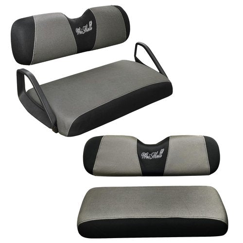 WEIMELL Golf Cart Seat Covers Front and Rear Set for EZGO TXT EZGO RXV Club Car DS After 2000 Front Seat Cover & Aftermarket Regular Back Seat Cushion Covers Black&Gray