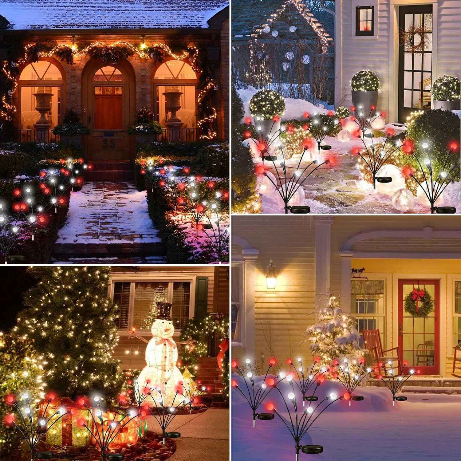 48 LED Solar Halloween Lights - 6 Pack Purple & Orange Waterproof Firefly Lights for Garden & Patio Decor