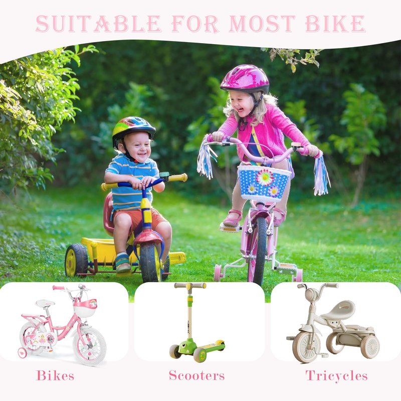 U-LIAN Cute Bike Bell for Kids Girls Boys Toddler, Bicycle Bell with Loud Crisp Clear Sound, Bike Accessories for Kids Durable Metal Bicycle Bells, Scooter, Tricycle and Trike Bells