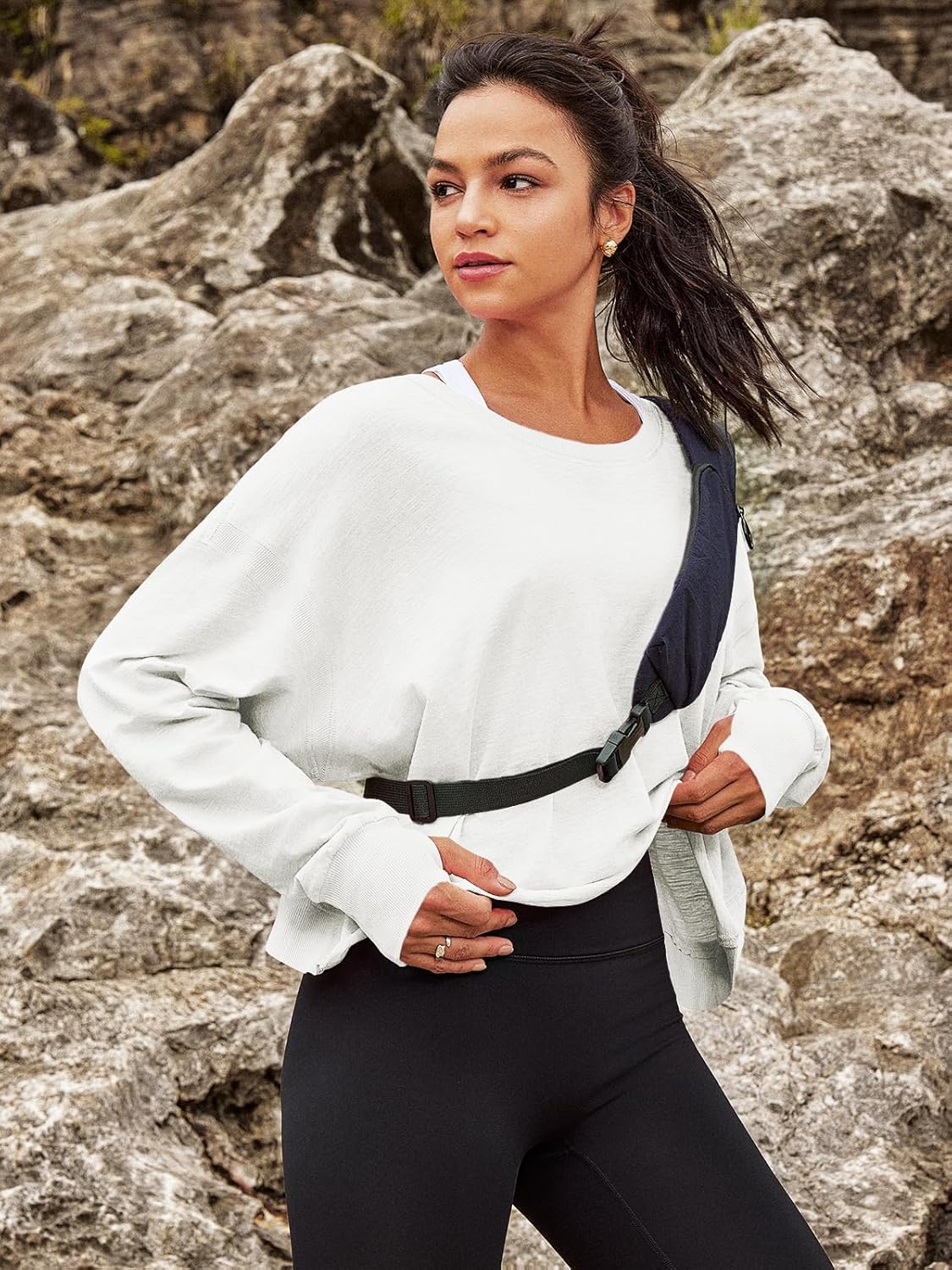 Panadila Women's Open Back Workout Top - Long Sleeve Casual Crop Tee for Yoga & Running