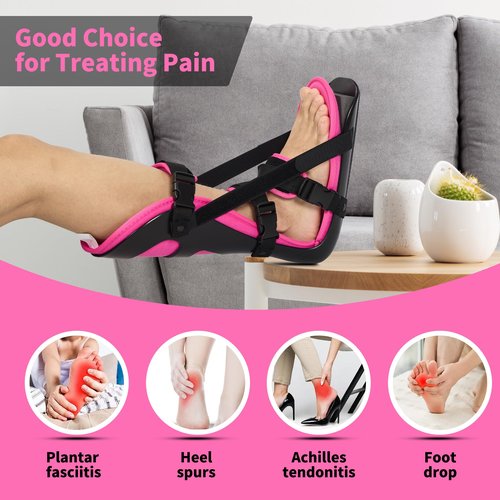 honarry Plantar Fasciitis Night Splint, Adjustable Foot Brace for Pain Relief, Achilles Tendonitis Night Splint Women(Black Shell and Pink lining S)