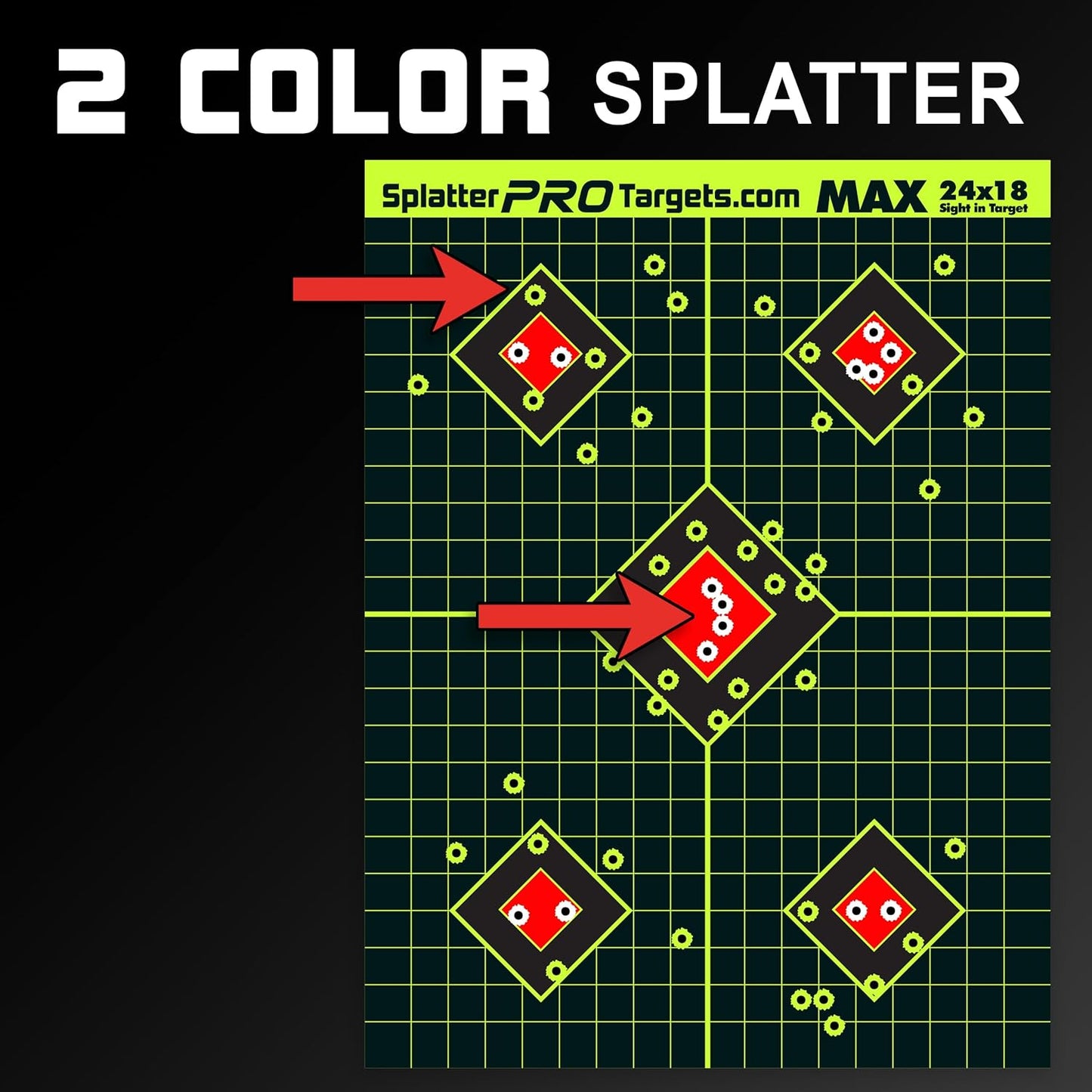 **Splatter Targets | 18x24 Extra Large Reactive Shooting Targets - Bright Fluorescent Yellow & White**