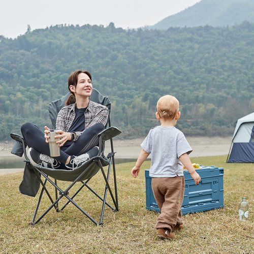 Ever Advanced Camping Chairs - Durable Folding Lawn Chairs for Adults | Supports 400lbs - Green 2 Pack