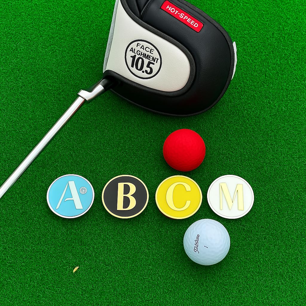 EGG PRO Initial Golf Ball Marker, 3 cm Diameter, Crystal Accent, Initial J