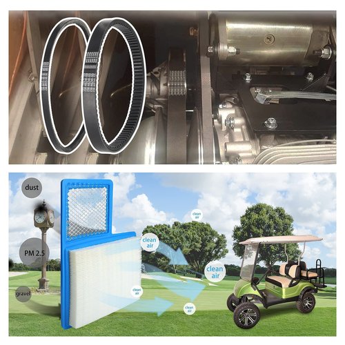 10L0L Golf Cart Tune Up Kit with Drive Belt & Starter Gen.Belt for Yamaha G16, G19, G22 and G29 Drive Gas Models with 301cc/357cc Motor Yamaha Service Kit Air Filter Fuel Filter Spark Plug