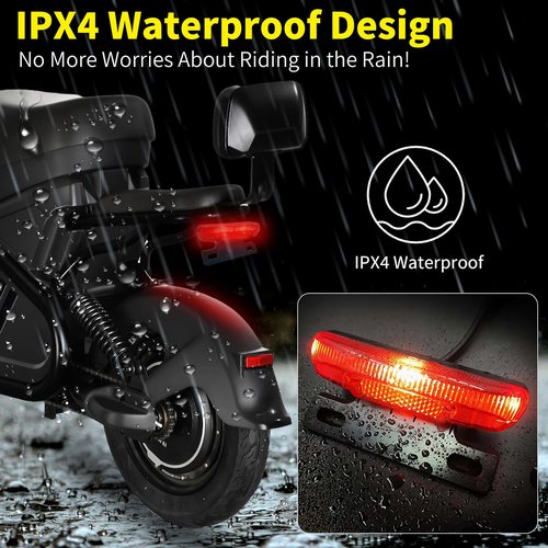 Electric Bicycle Rear Light, 36/48V Tail Brake Light, Ebike Rear Tail Safety Light, Warning Rear Lamp for Electric Bike Night Riding
