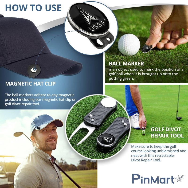 PinMart's Officially Licensed Air Force Golf Essentials Gift Set, Golf Divot Tool, Hat Clip, Magnetic Ball Markers, Large Ball Marker with Presentation Box - Gifts and Accessories