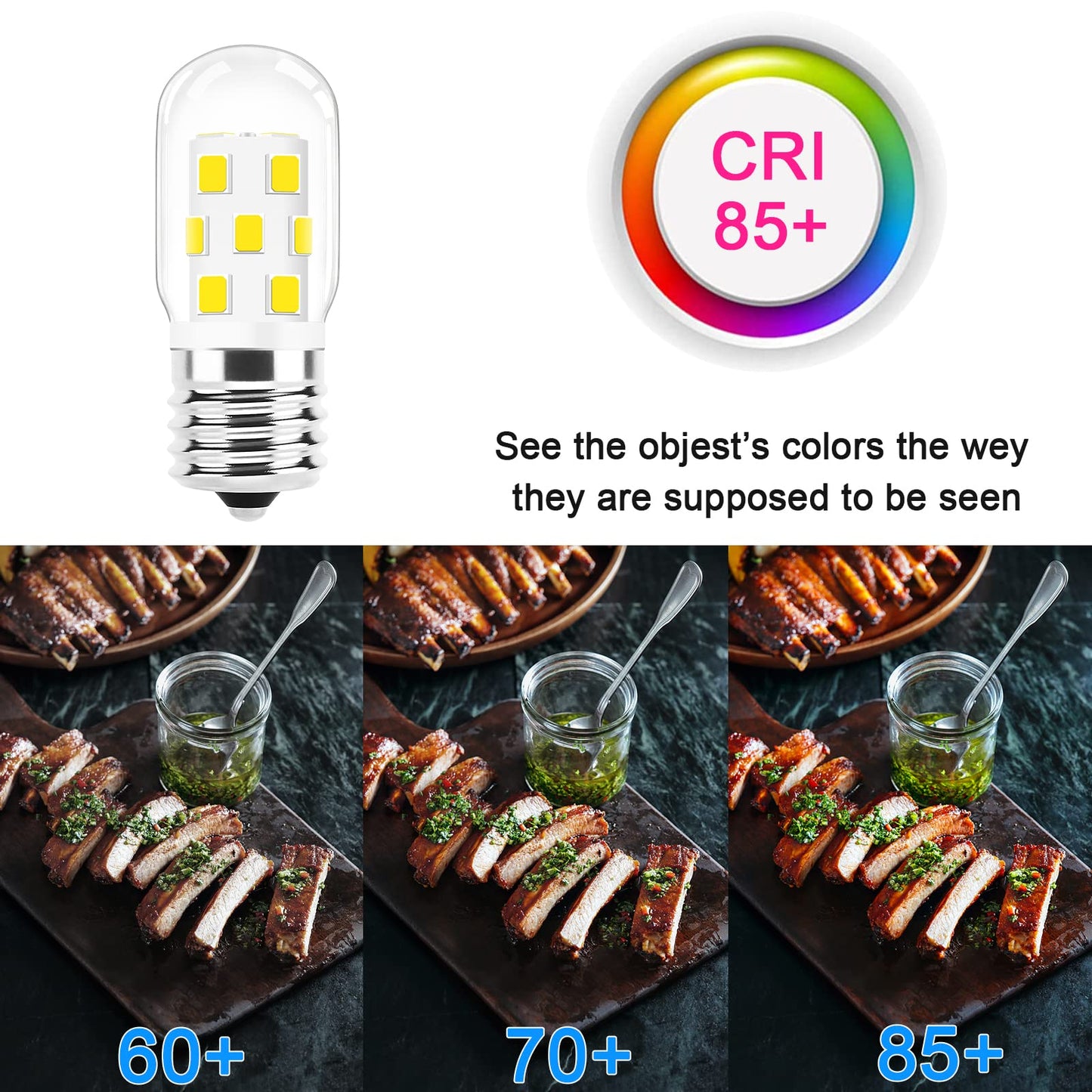 E17 LED Bulb Dimmable,30W-40W Incandescent Equivalent,Natural White 4000K,Fit for LG Whirlpool Frigidaire Kenmore GE Over The Range Microwave,125V 3W 360Lumens,Repalces 6912W1Z004B,8206232A,2Pcs