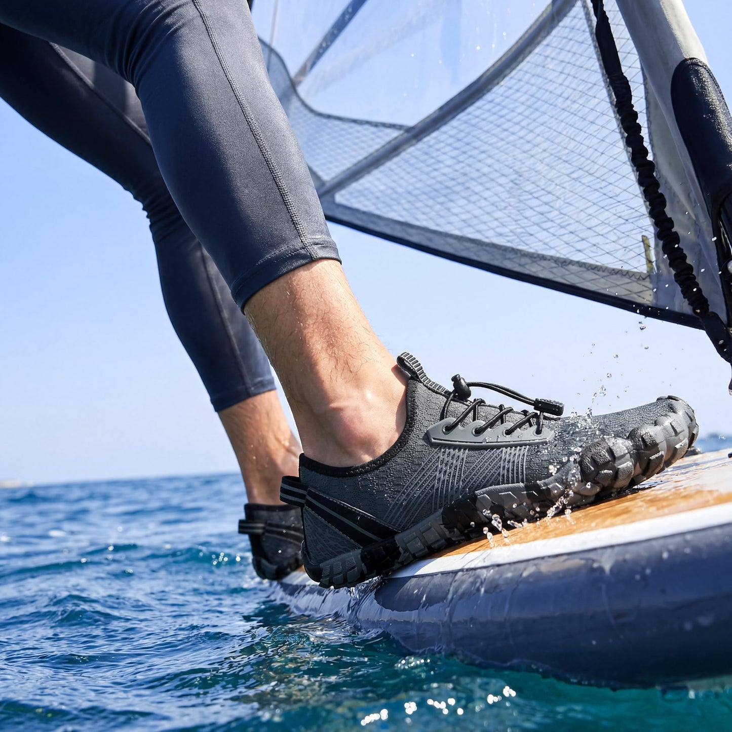 Stelle Womens Water Shoes for Men Adult Quick-Dry Aqua Shoes Barefoot Non Slip for Beach Swim River Pool Boating Fishing Hiking Kayaking(Charcoal,11MW)